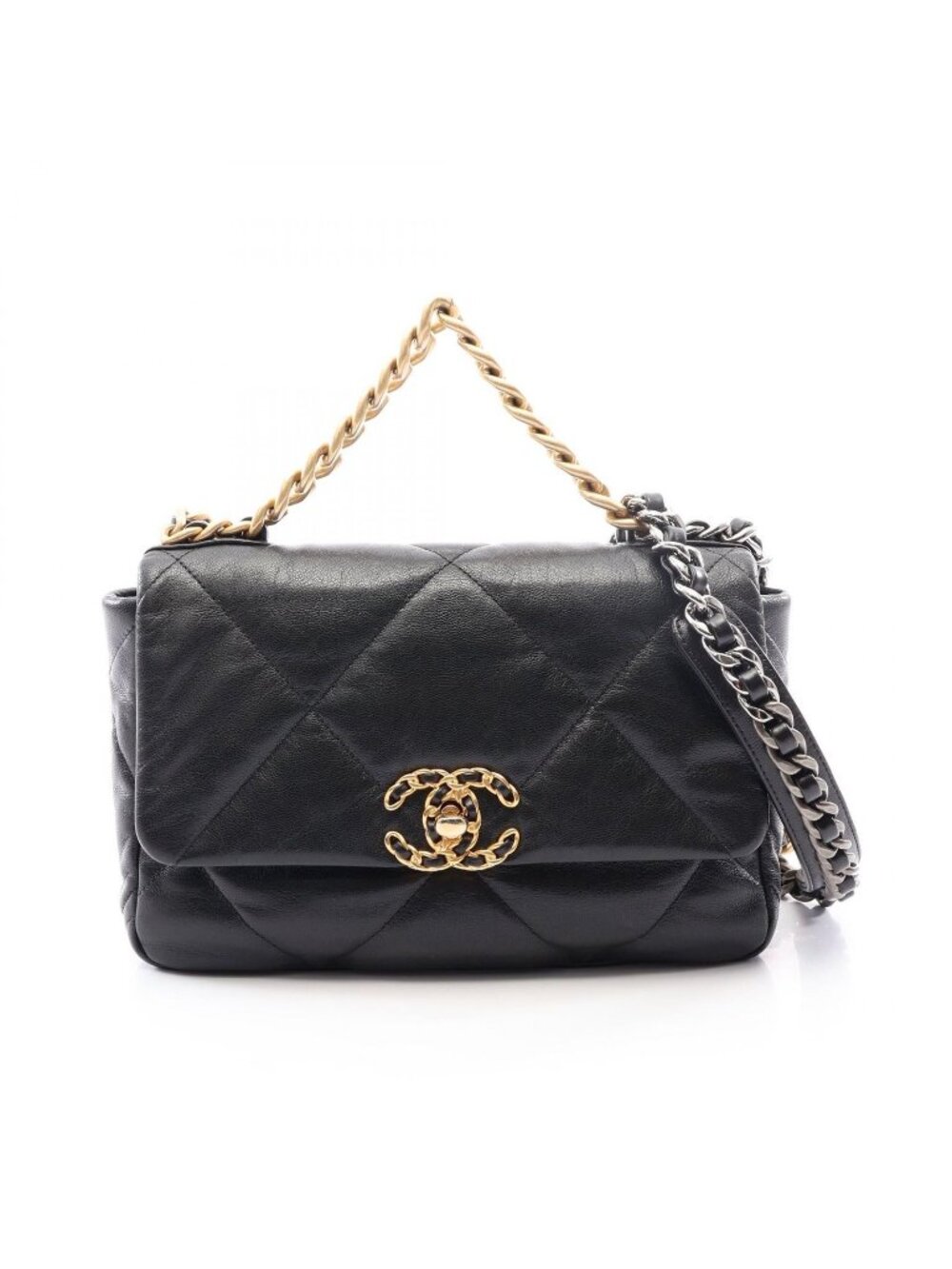 Chanel Shoulder Bag 19 Dixneuf Quilted 2-Way Black Lambskin Chanel 19 Chain